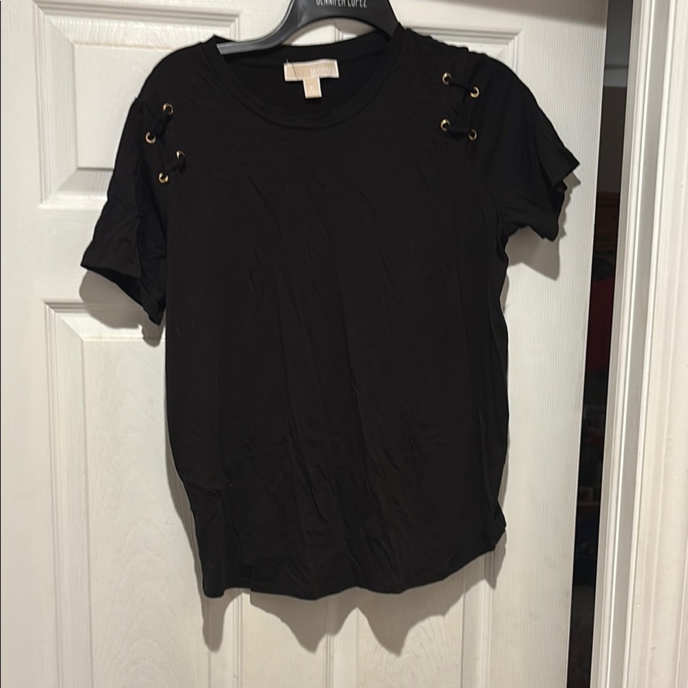 Michael Kors Black Lace-Up Detail Women's Top